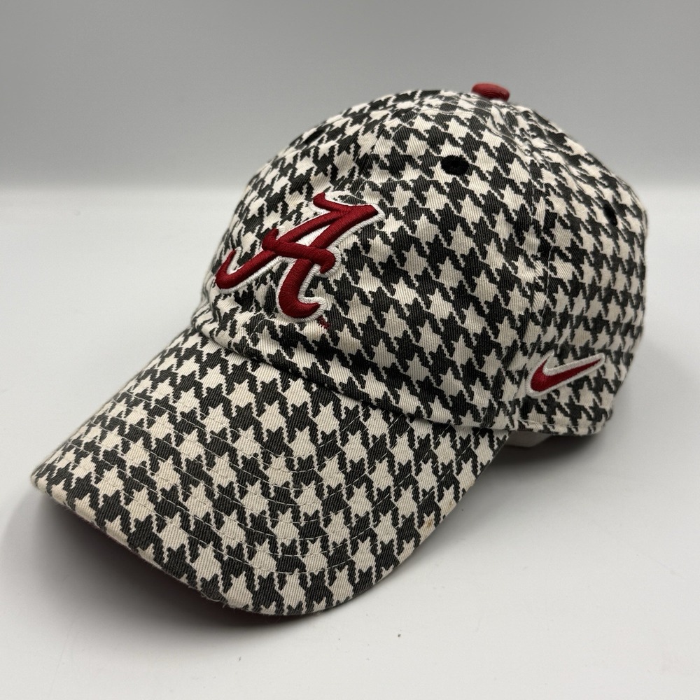 Nike Alabama Crimson Tide Houndstooth Hat Cap Red Script A Adjustable NCAA